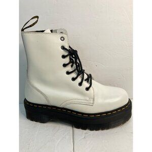 Dr. Martens Jadon White Leather Platform Boots US Men 9M Women 10M Side Zipper